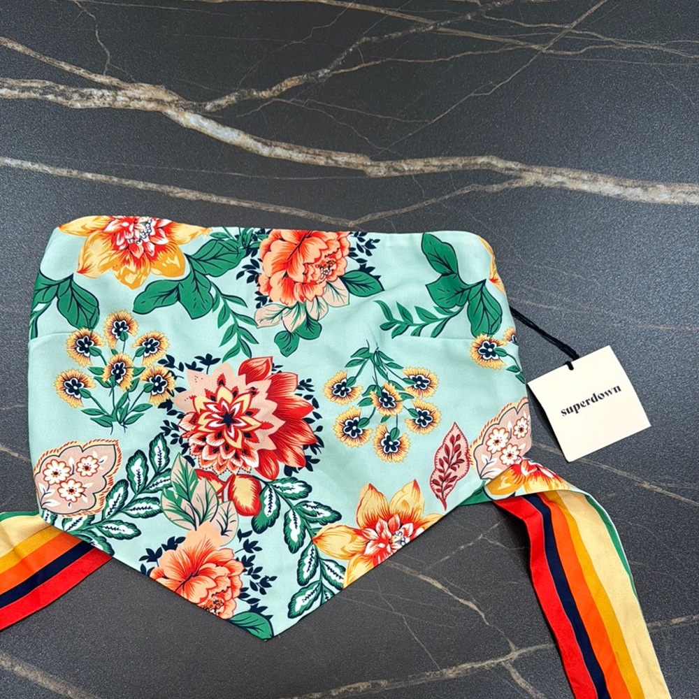 Superdown Floral Bandana with Rainbow Straps